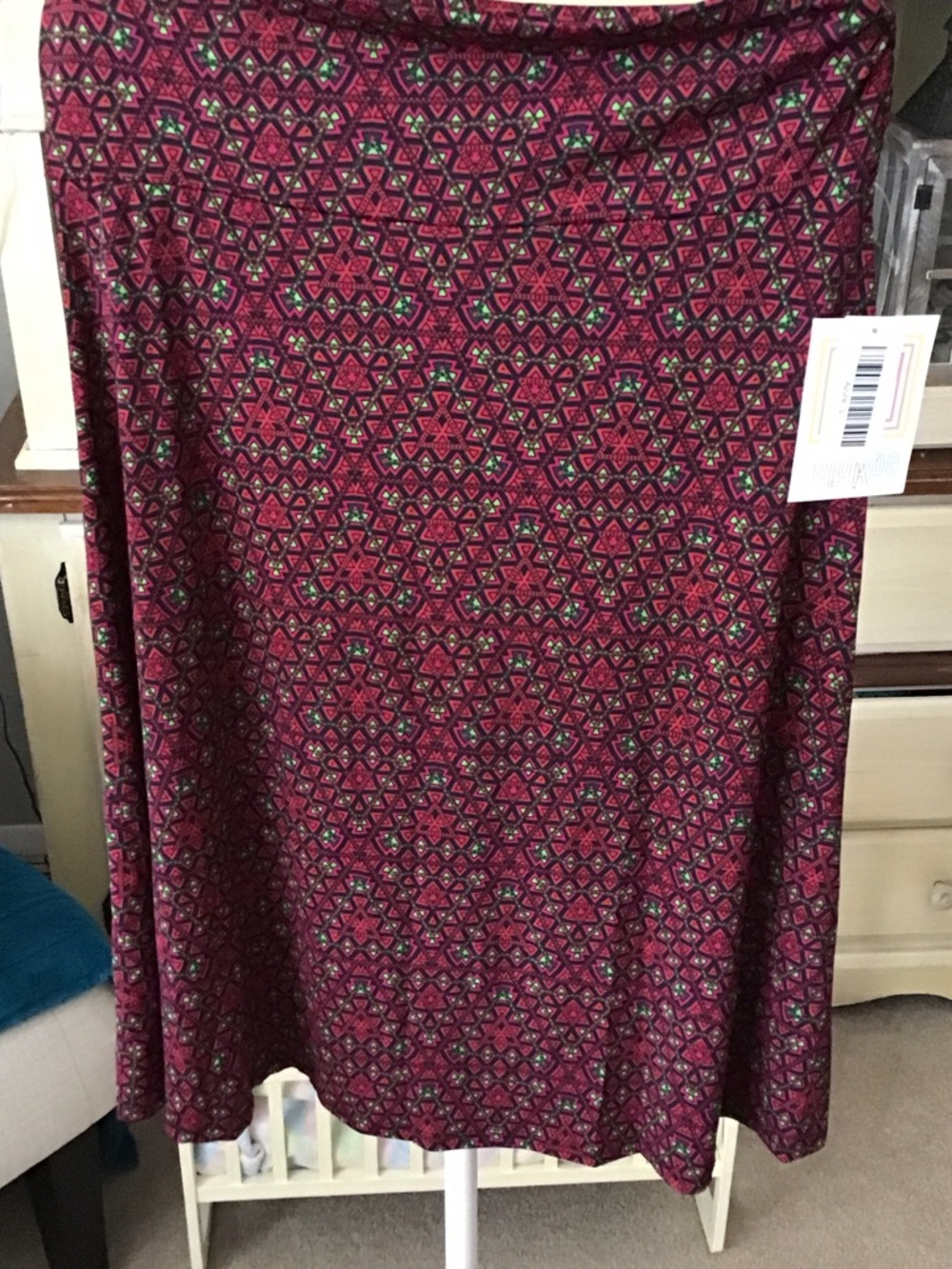 LuLaRoe Wine and Green Geometric A-Line Skirt